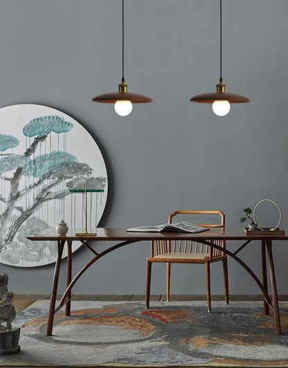 Nordic Solid Wood Lamp Restaurant Chandelier Single Head Art