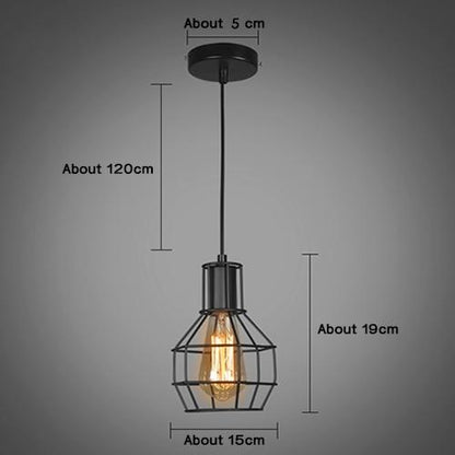Modern Pendant Light Black Iron Hanging Cage Vintage Led Lamp E27 Industrial Loft Retro Dining Room Restaurant Bar Counter