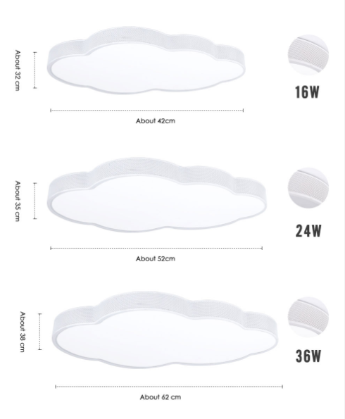 Cartoon LED Ceiling Light Lamp Cloud Fixture Surface Mounted Dimmable Children Kids Bedroom Study Remote Control