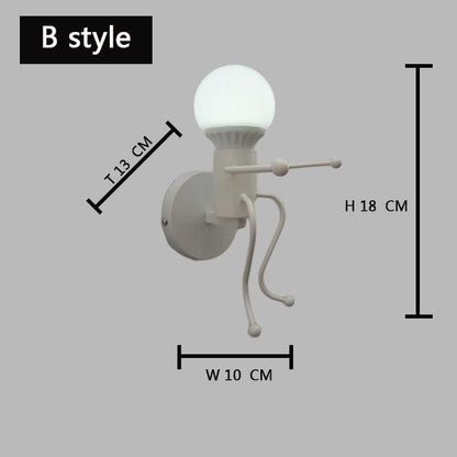 Iron Led Wall Lamp American Creative Wall Lights Metal Cartoon Robot Sconce Wall Light bedroom Children room Luminaire
