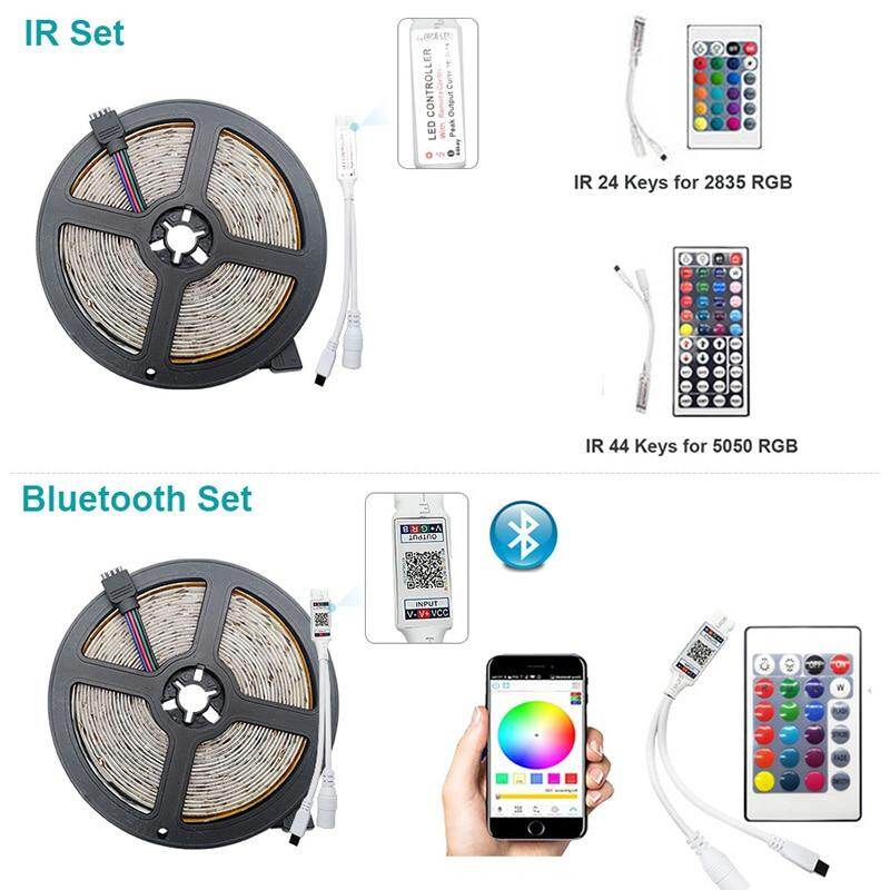 Bluetooth LED Strip Light RGB 5050 SMD 2835 Flexible Ribbon fita led light strip RGB 5M 10M 15M Tape Diode 60LED/M+Adapter