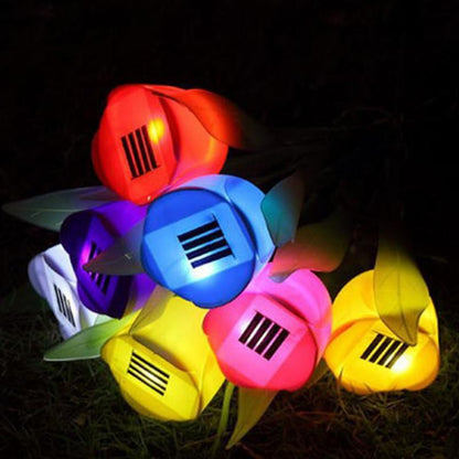 8 Colors Hot Sale Outdoor Garden Solar LED Light Solar Powered LED Tulip Home Lawn Lamp Landscape Night Flower Lamp 1Pc