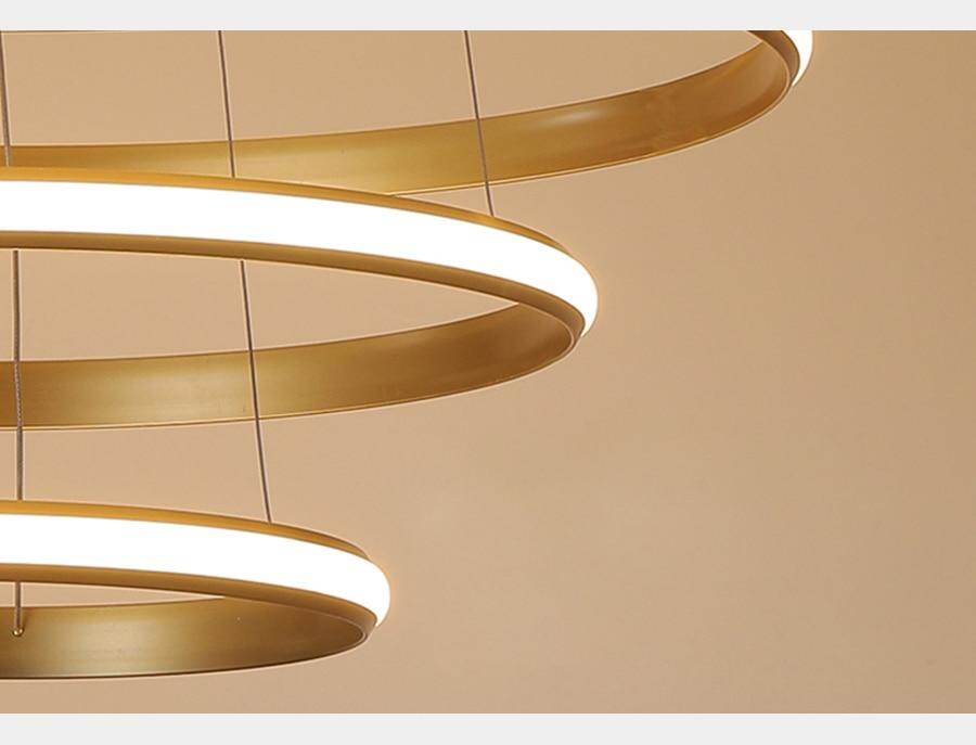 New Modern LED Pendant Lights Lliving Room Dining Black White Golden Coffee Rings Aluminum Body Ceiling Mounted Indoor Lamps De