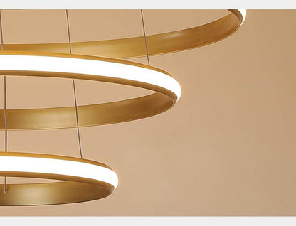 New Modern LED Pendant Lights Lliving Room Dining Black White Golden Coffee Rings Aluminum Body Ceiling Mounted Indoor Lamps De
