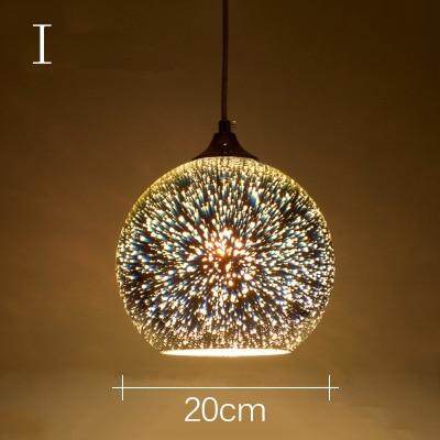 Modern 3D Colorful Romantic Starry Sky Hanging Glass Shade Pendant Lamp Lights Fixture E27 For Bedroom Restaurant Living Room