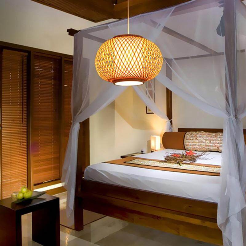 Hand Knitted Bamboo Pendant Light,Japan Style E27 For Restaurant Bedroom Rustic Rattan Art Lampadario Industrial Lamp Suspendues
