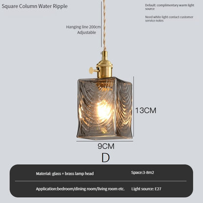 Vintage Edison Switch Pendant Light Crystal Glass Shade Loft Bar Hanging Ceiling Lamp For Kitchen Dining Room Bedroom Chandelier