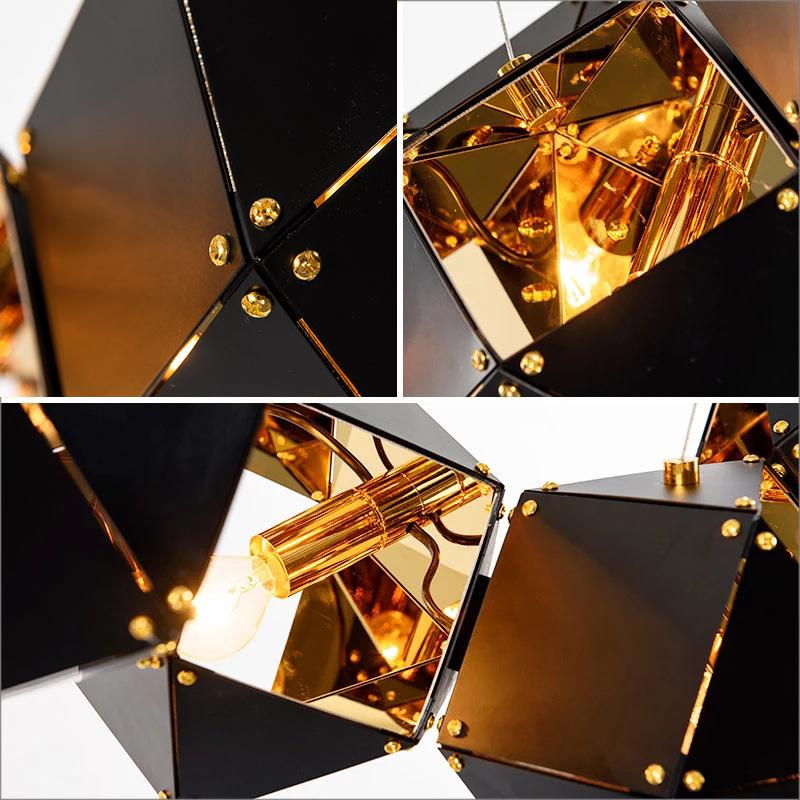 Post-modern Living Room Luxury Chandelier Nordic Personalized Creative Restaurant Polyhedron Mirror Glass Chandelier