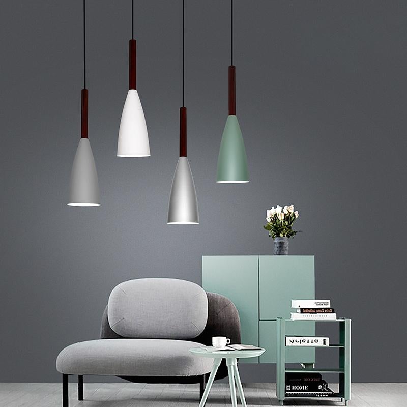 Nordic Minimalism Droplight E27 Aluminum Wood Pendant Lights, Home Restaurant Decor Lighting Lamp And Bar Showcase Spot Light