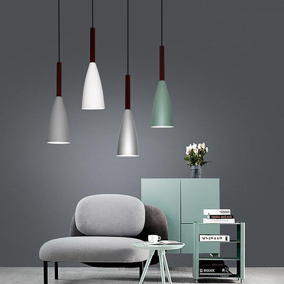 Nordic Minimalism Droplight E27 Aluminum Wood Pendant Lights, Home Restaurant Decor Lighting Lamp And Bar Showcase Spot Light