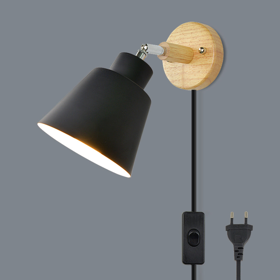 Nordic Wall light Indoor DIY E27 Wooden 6 Colors EU/UL Plug 350° Wall lamps