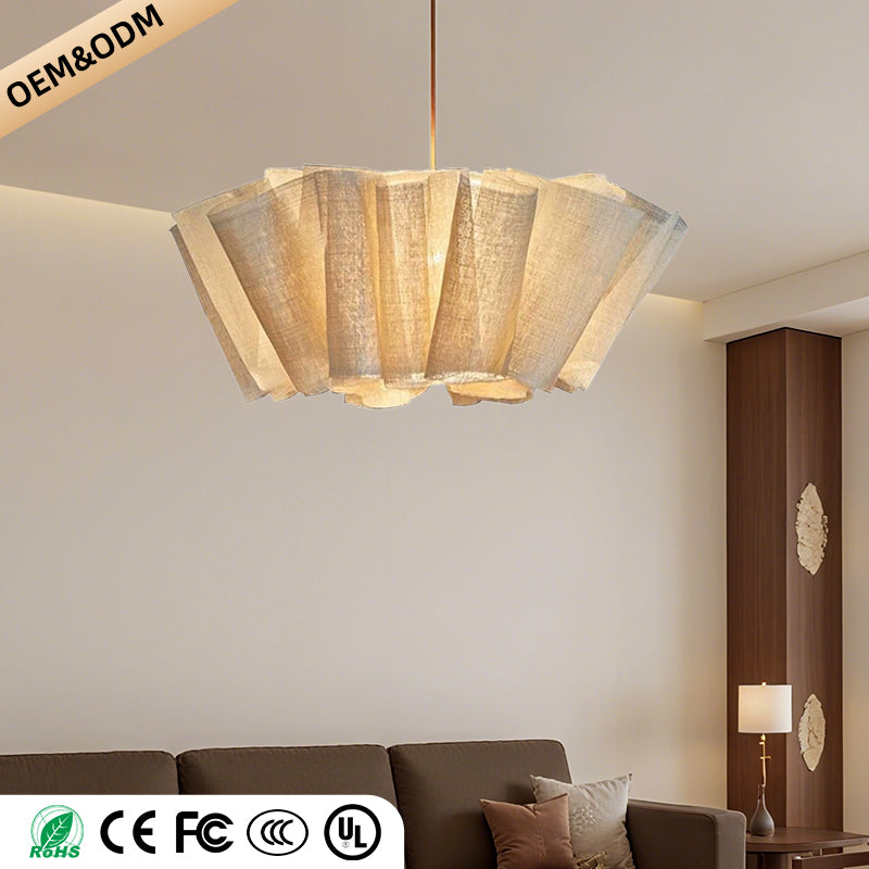 Wabi Sabi Chandelier Handmade Fabric LED Pendant Lights Vintage Living Room Study Clothes Shop Restaurant Designer Hanging Light