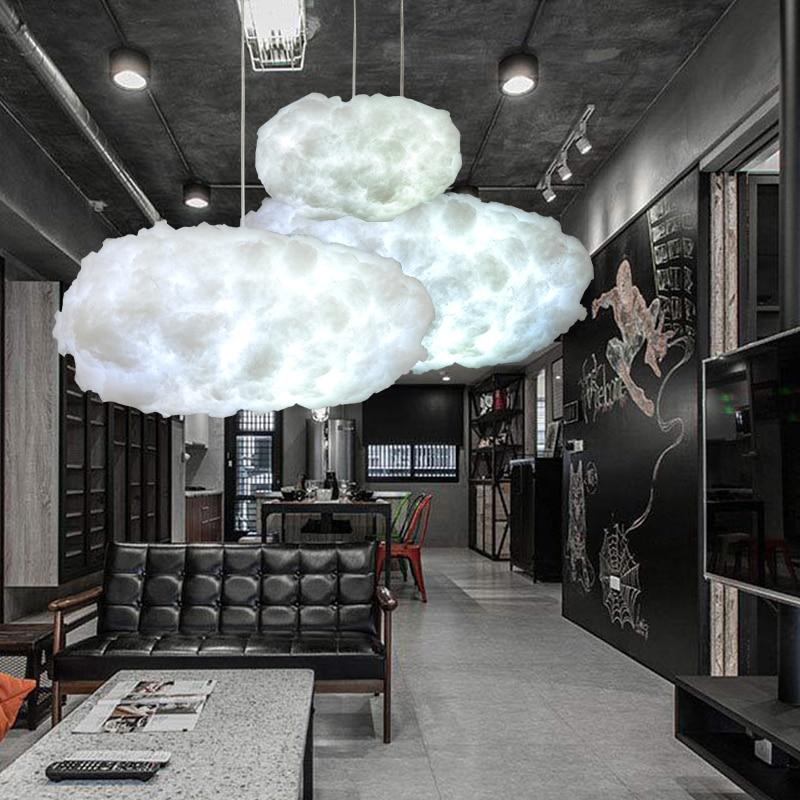 Floating white clouds chandelier silk cloud lights hotel lobby art bedroom decoration designer creative engineering lamps