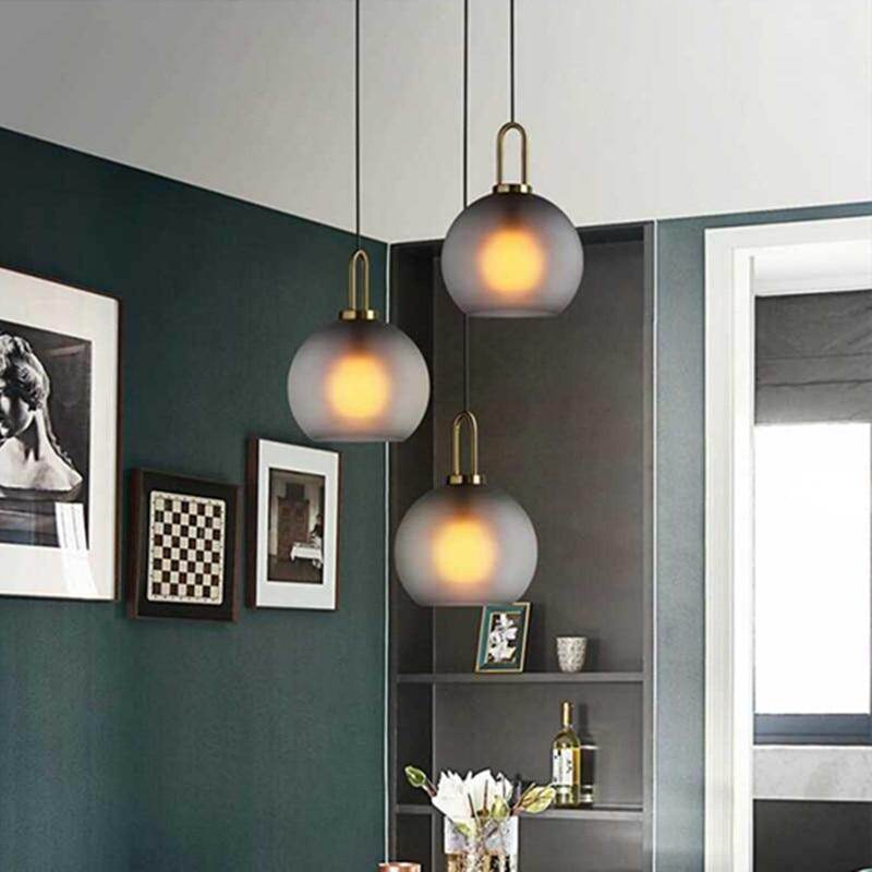Nordic Modern Simple Glass Ball LED E27 Pendant Lights Interior Lighting Lamps Restaurant Bedroom Stair Decoration Hanging Light