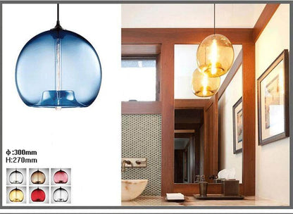 Modern Loft E27 Glass Bowl Pendant Lights Colorful Simple Hanging Lamps For Kitchen Living Room Bedroom Restaurant Hotel Room