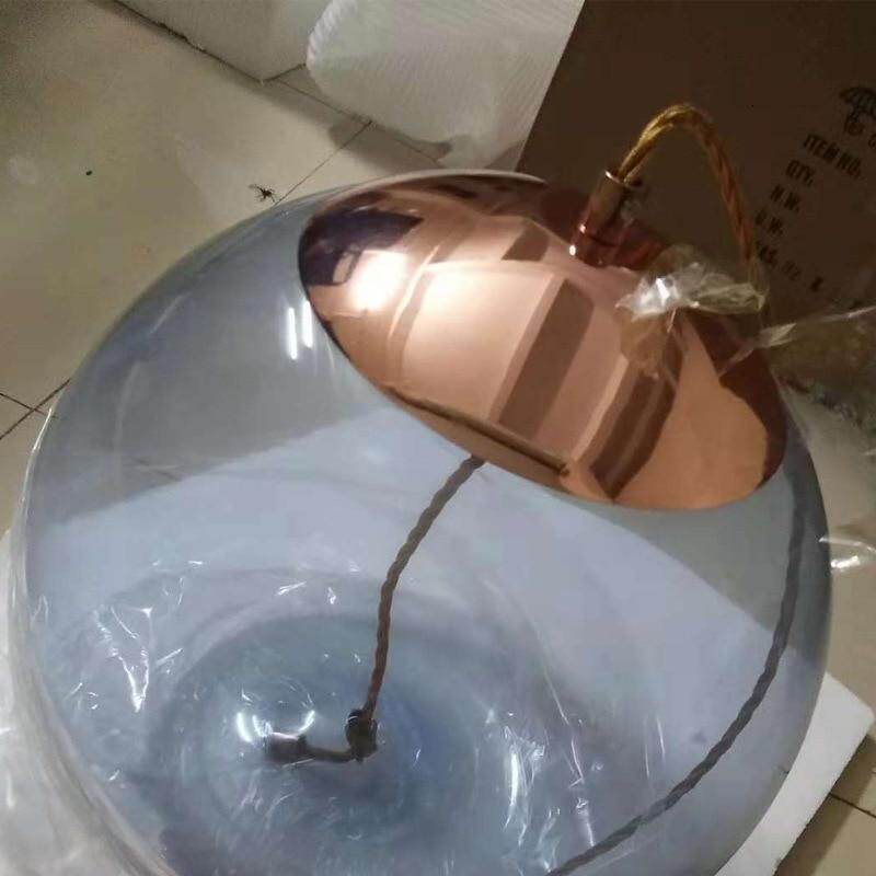 Modern Loft Industrial Lamp Blue Glass Pendant Light LED Art Deco Nordic White Hang Lamp For Living Room Kitchen Bedroom Parlor
