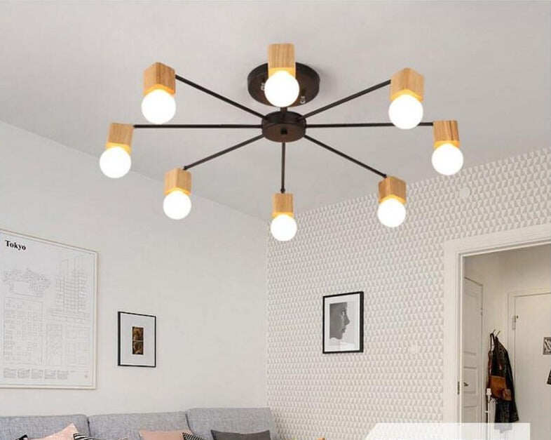 Fashion Modern Lamps LED Pendant Lights Indoor Lighting Wood Lamp Holder Living Dining Room Bedroom Bar Shop Light Fixture