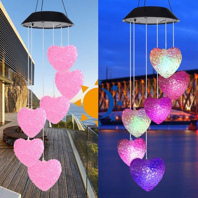 LED Solar Wind Chime Crystal Ball Hummingbird Wind Chime Light Color Changing Waterproof Hanging Solar Light For Home Garden