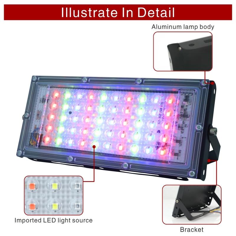 Led Flood Light 50W Outdoor Floodlight IP65 Waterproof LED Street Lamp Cold/Warm white Red Green Blue RGB Spotlight