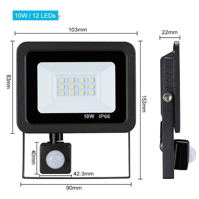 LED PIR Motion Sensor Adjustable Flood Light 10W 20W 30W 50W Waterproof IP66 Floodlight Garden Spotlight Outdoor Wall Lamp