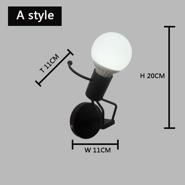Iron Led Wall Lamp American Creative Wall Lights Metal Cartoon Robot Sconce Wall Light bedroom Children room Luminaire