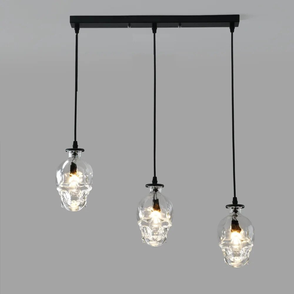 Retro Skull Clear Glass Pendant lights Dinning Room Bar Glass lampshade Lamp Demon Ghost Skeleton for Home Decor Light Fixture