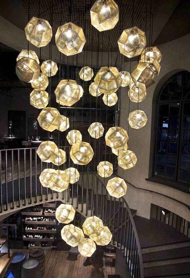 Modern Industrial Pendant Lights Hotel/Restaurant/Bar Pendant Lamps Gold/Silver Stainless Steel Art Geometry Net Lighting