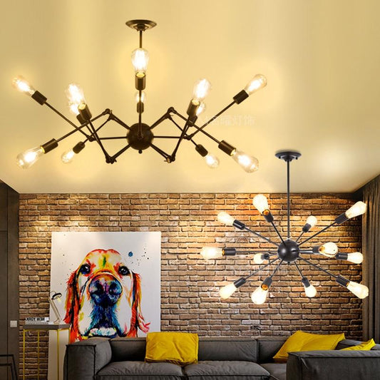 Vintage Industrial Loft Pendant Light 8/12/16/18 Heads Sputnik Pendant Lamp Restaurant Bar Lights