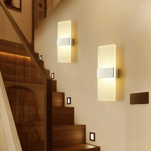 Mini 3/6/12W Led Acrylic Wall Lamp Long warm white Bedding Room Living Room Indoor wall lamp ZBD0028