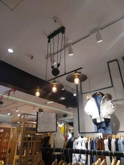 Loft Hanglamp Retro Wrought Iron Vintage Chandeliers Industrial Adjustable Pulley Loft Pendant Lamps Hanging Lamp Fixture