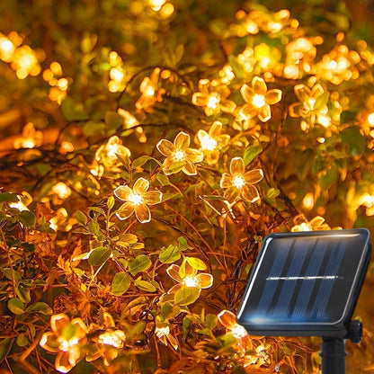 Solar Cherry Garden Blossom Flower Lights Garlands String Lights Solar Outdoor Waterproof Lawn