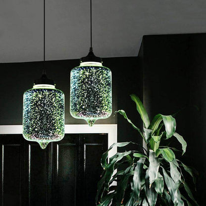 Modern 3D Colorful Romantic Starry Sky Hanging Glass Shade Pendant Lamp Lights Fixture E27 For Bedroom Restaurant Living Room