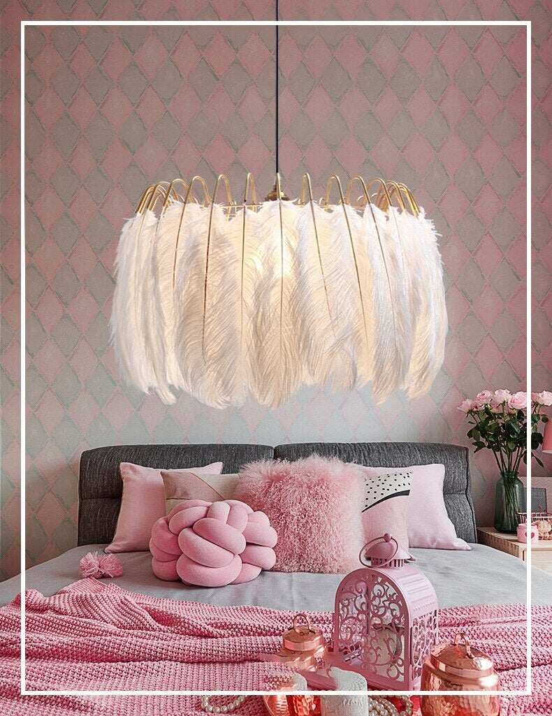 Feather Lamp Modern Nordic  Fairy Feather Chandelier Lamp Loft Pendant Lamp Lights Living Suspension Lighting Fixtures