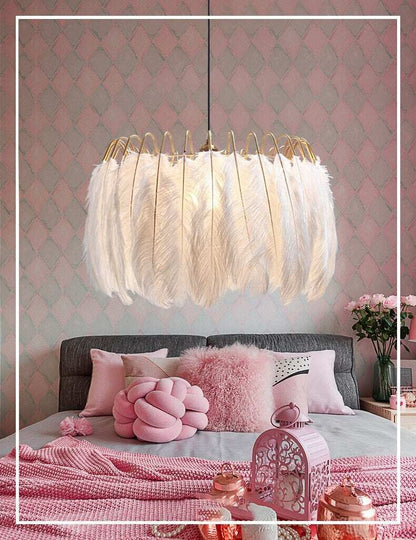 Feather Lamp Modern Nordic  Fairy Feather Chandelier Lamp Loft Pendant Lamp Lights Living Suspension Lighting Fixtures