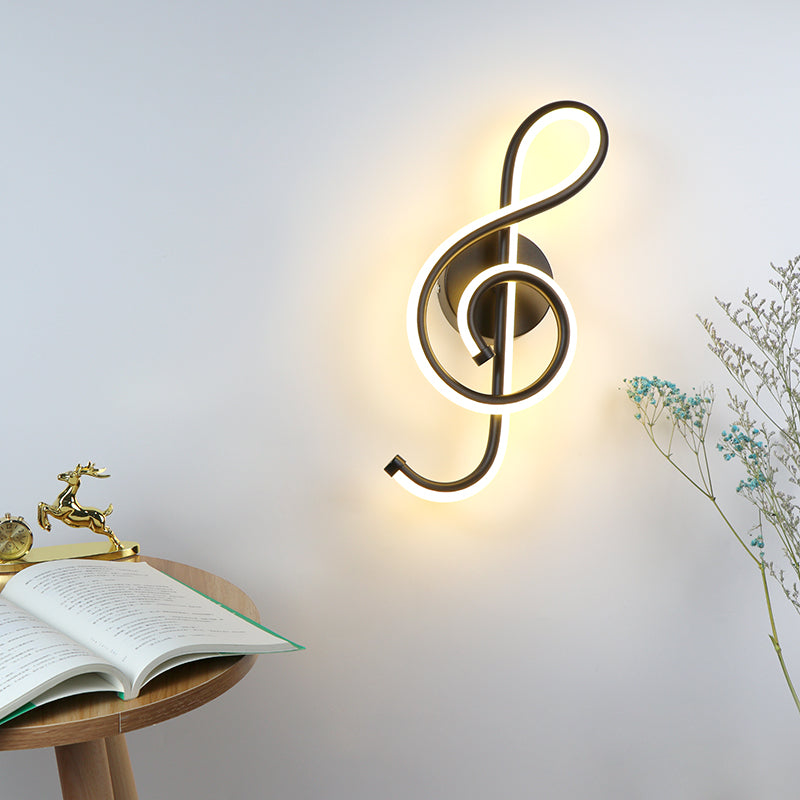 22W LED Wall Lamp Bedroom Beside Wall Light Music Clef Shape Indoor Living Room Decoration Lighting AC90-260V Black