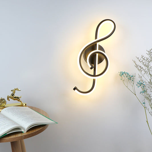 22W LED Wall Lamp Bedroom Beside Wall Light Music Clef Shape Indoor Living Room Decoration Lighting AC90-260V Black