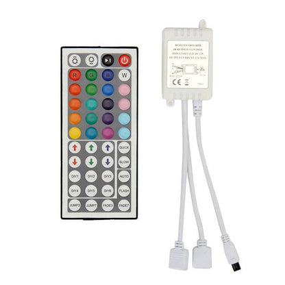 65FT LED Light Strips Waterproof Flexible with IR 44 Key Double Outlet Controller Extended Flexible Strip Lights for Bedroom Party Home Decration 360LEDs 5050SMD 10mm RGB 2x32.8FT