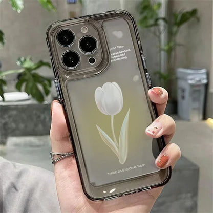 Tulip Phone Case For iPhone 16e 13 11 12 14 15 17 Air 16 Pro Max  7 8 15 Plus Shockproof Transparent Cover Silicone Fundas