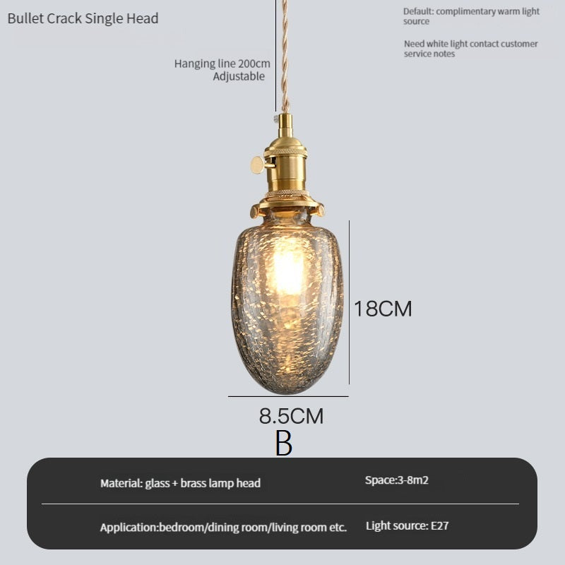 Vintage Edison Switch Pendant Light Crystal Glass Shade Loft Bar Hanging Ceiling Lamp For Kitchen Dining Room Bedroom Chandelier