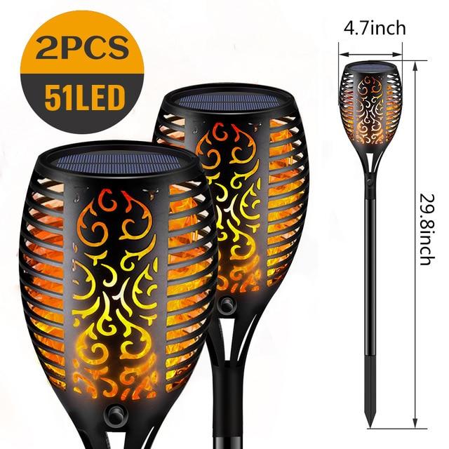 33/96 LED Solar Flame Lamp Outdoor Torch Lights Safety Waterproof Light Flicker Lights for Garden Decoration Automatic On Dusk