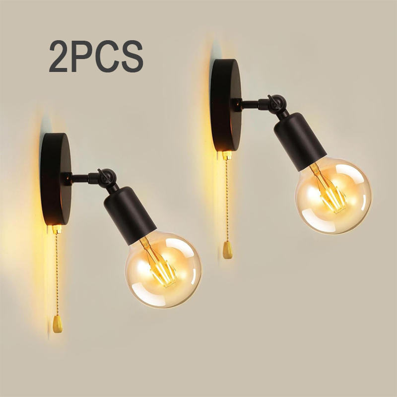 Simple Wall Lamp 180 Degree with Switch Adjustable Metal Wall Light Bedroom Loft Aisle Stairs Kitchen Lights