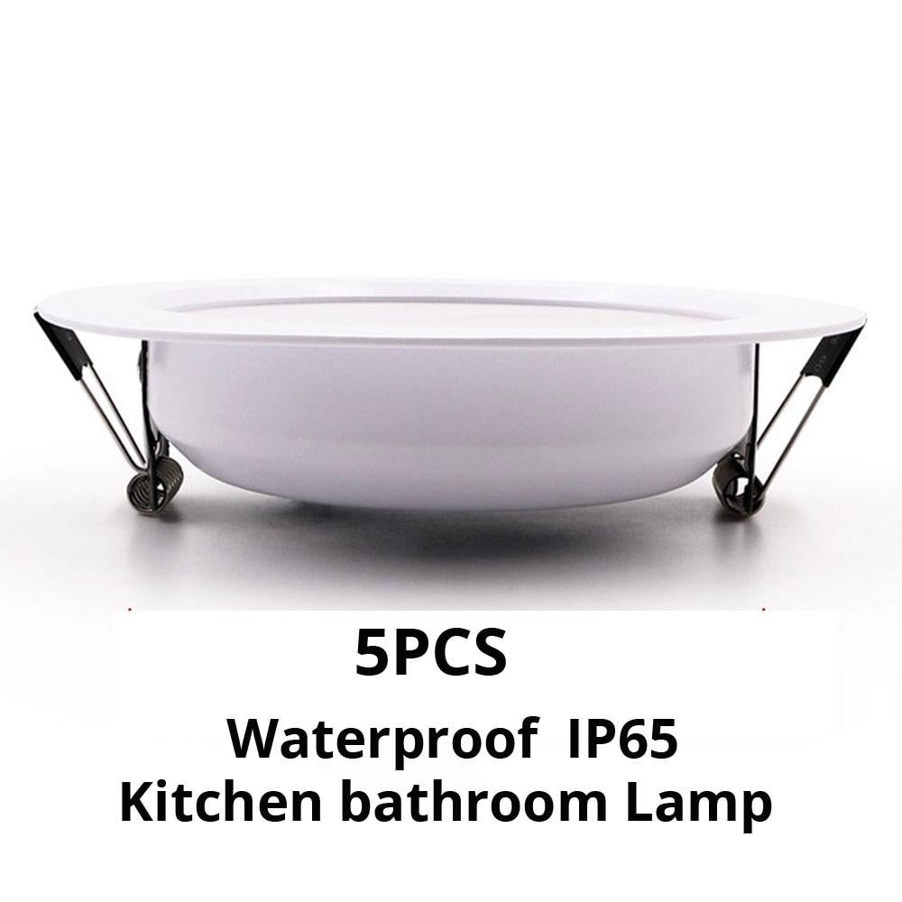 5PCS Kitchen bathroom Lamp Waterproof LED Downlight IP65 3W 5W 7W 9W 12W 15W LED Ceiling Downlight Light Warm Cold White