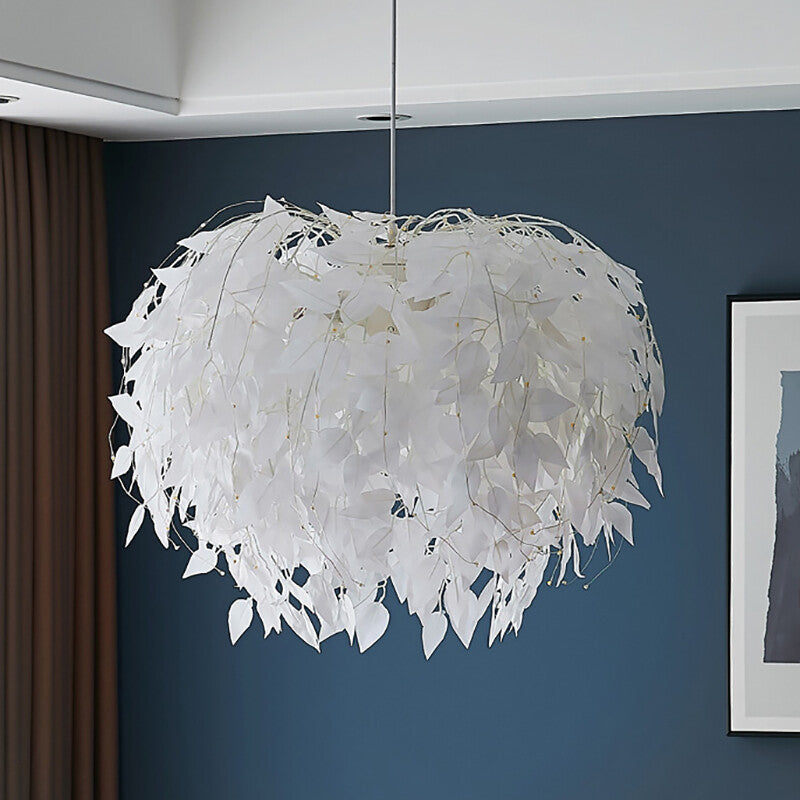 White Leaves Warm LED Light Atring Bedroom Restaurant Guest art Atmosphere Pendant Light Modern Studio Gallery Lighting Fixture