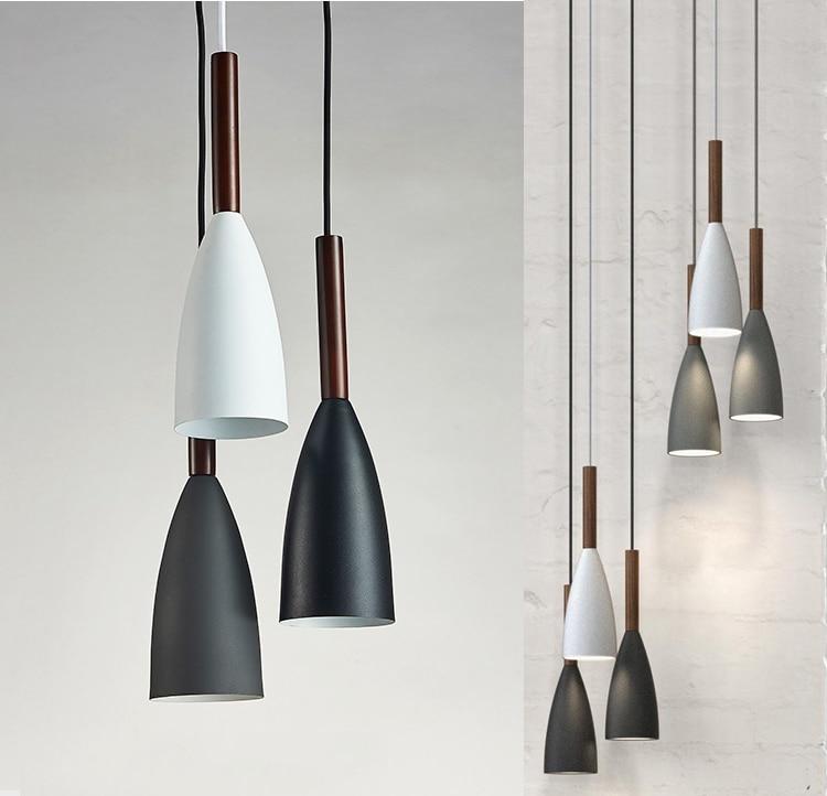 Nordic Minimalism Droplight E27 Aluminum Wood Pendant Lights, Home Restaurant Decor Lighting Lamp And Bar Showcase Spot Light
