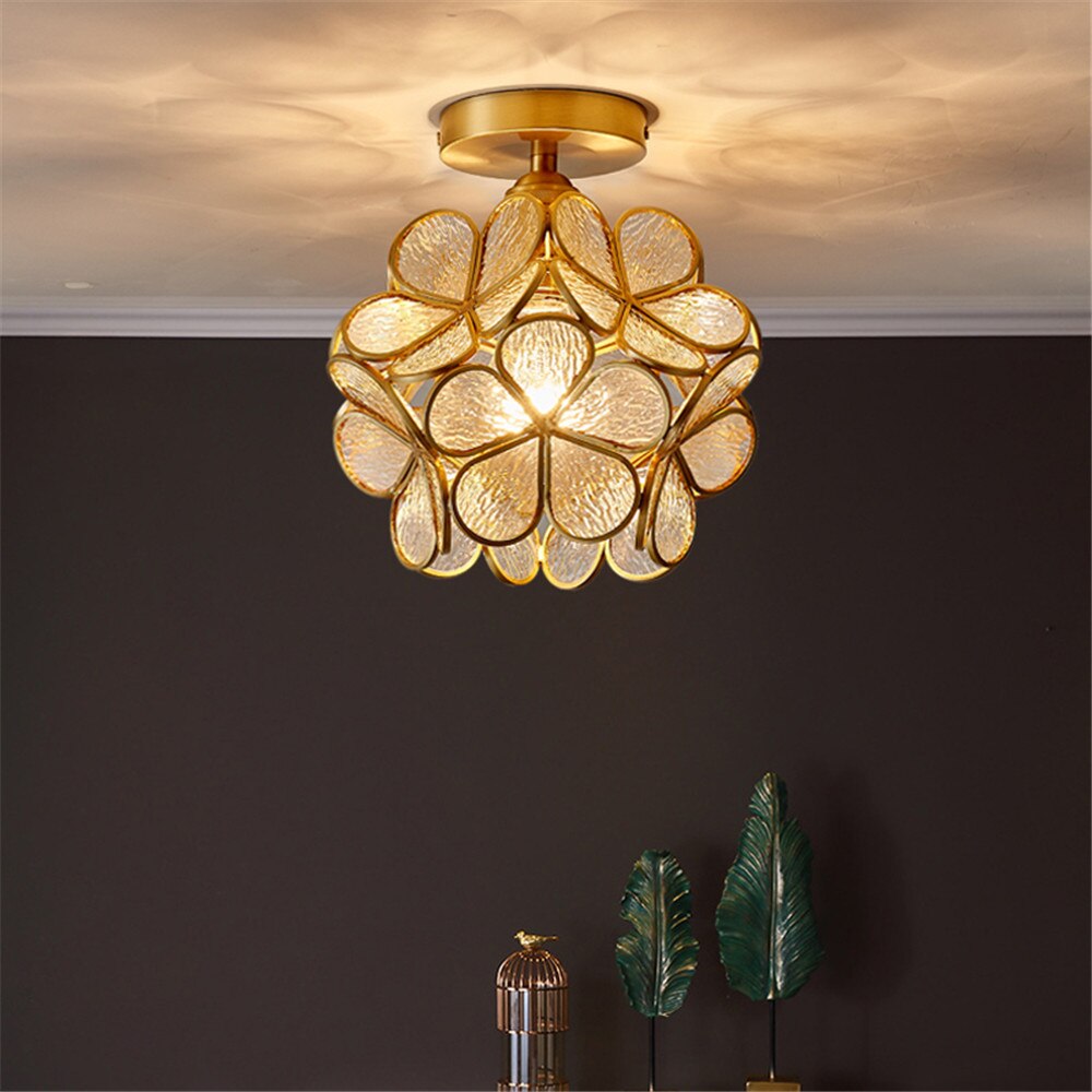 Europe Colorful Flower Glass Ceiling Lamp E26/27 LED Indoor Lamp Modern Restaurant Dining Room Bar Cafe Shop Lighting Fixture