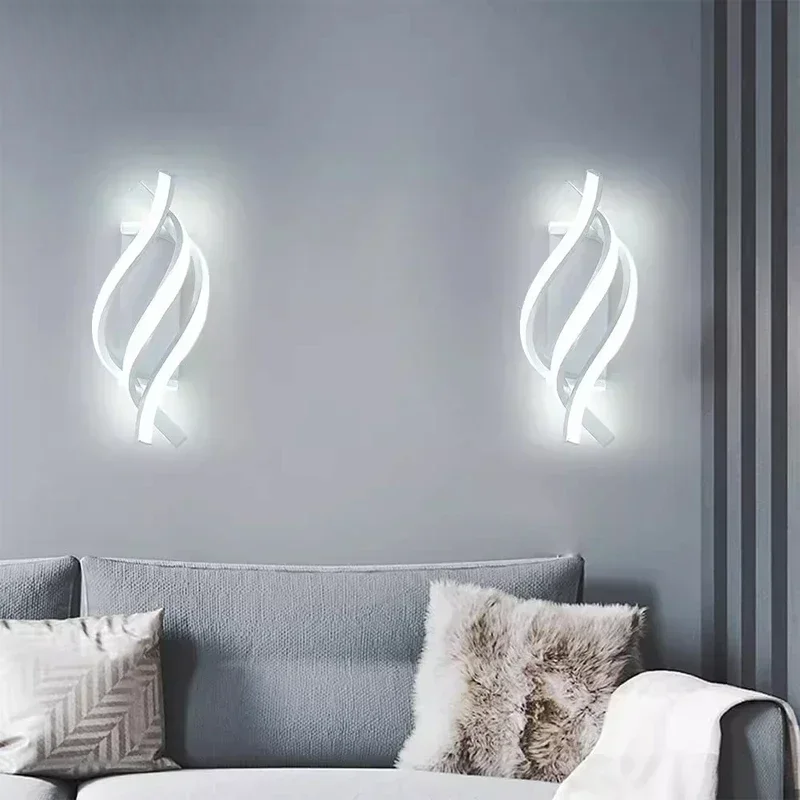 Modern LED Wall Lamp Home Decoration Line Wall Sconce Bedroom Bedside Corridor Backgroud Black White Lighting Lustre