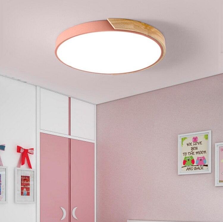 Nordic Fashion Simple Wooden Ceiling Lamps Colorful Round Aluminum Bedroom Living Room Light Fixture