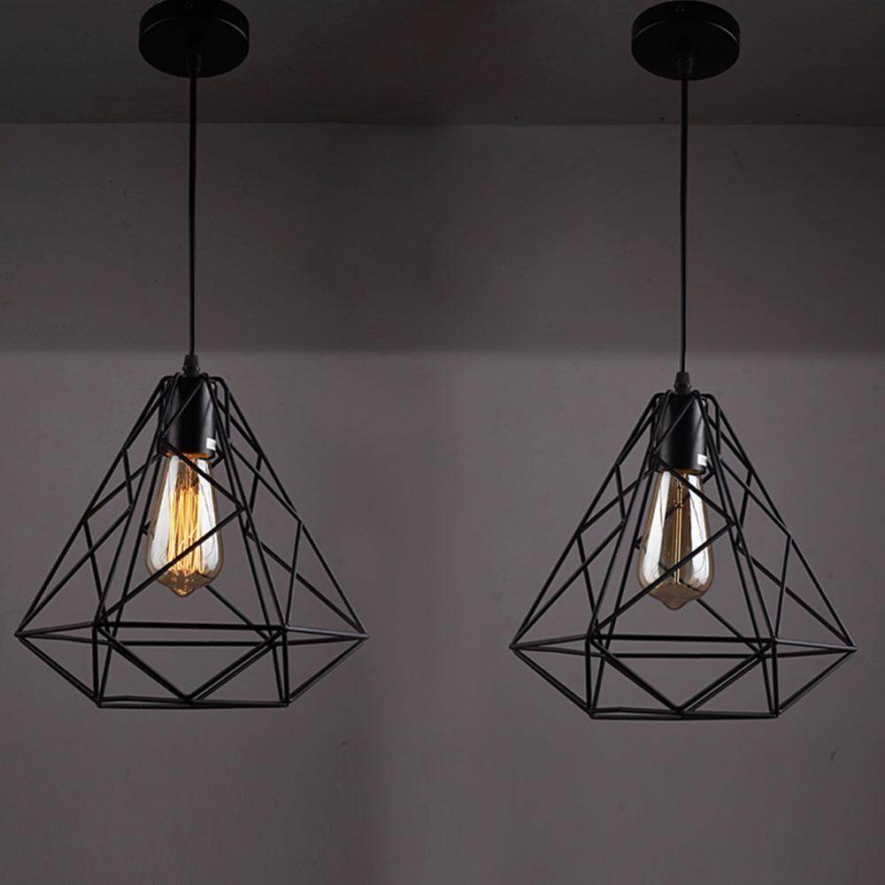 Modern Pendant Light Black Iron Hanging Cage Vintage E27Led Lamp Bulb Industrial Loft Retro Dining Room Restaurant Bar Counte