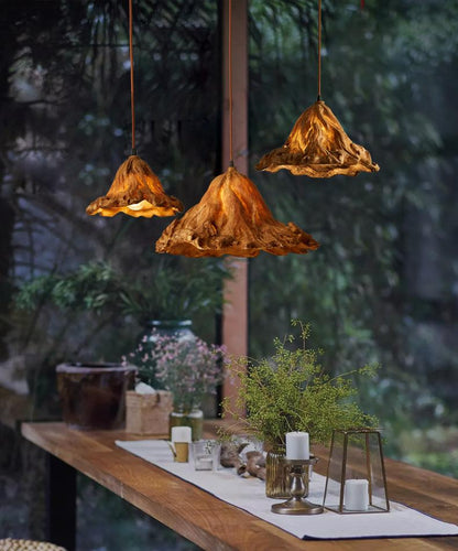 Retro Creativity Withered Lotus Leaf Branch Lamp Village House Decorative Chandelier Engineering Custom Lamp
