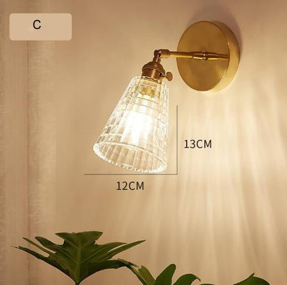 Nordic Retro Livingroom Bedroom Bedside Full Copper Wall Lamp